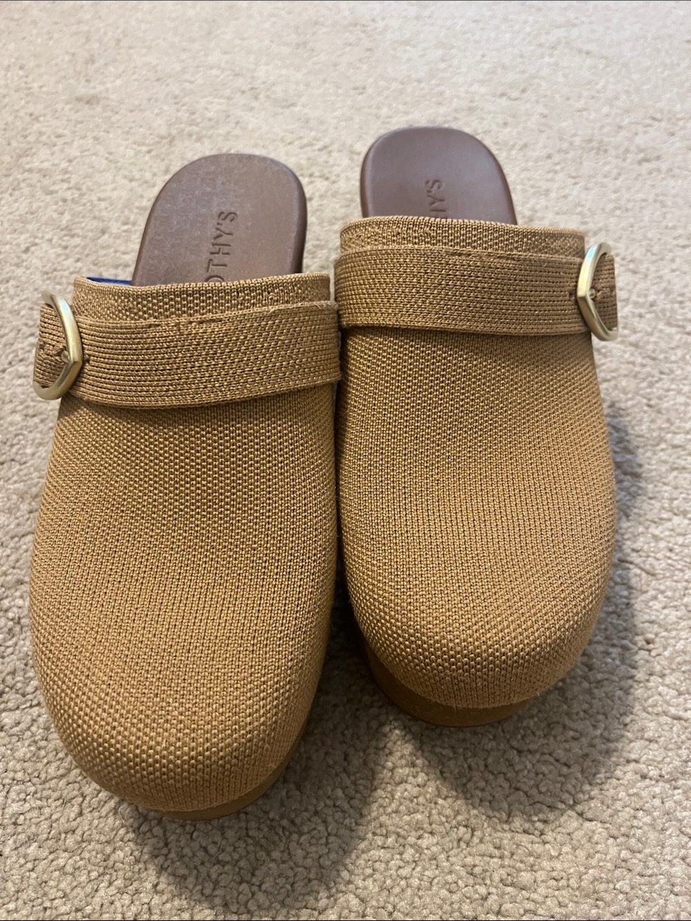 Rothy's Women’s The Classic Buckle Clog Butternut size 8 Tan Knit Mules - Picture 4 of 7
